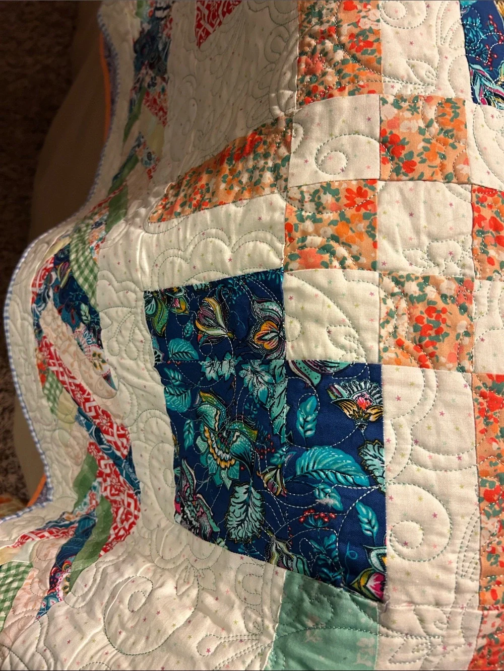 ONE OF A KIND - HANDCRAFTED  Multicolor w/braided borders